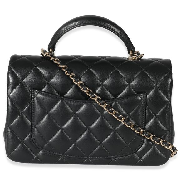 Chanel Black Quilted Lambskin Mini Top Handle Rectangular Flap - Picture 3 of 7